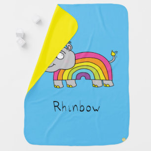 Rhinbow Rhino Rainbow Baby Blanket