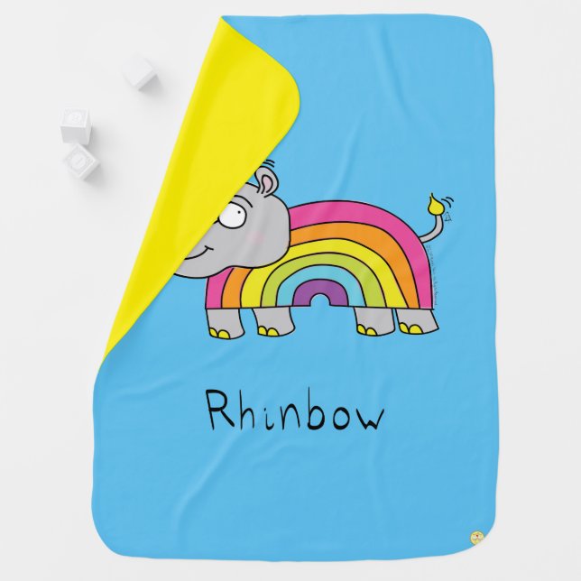 Rhinbow Rhino Rainbow Baby Blanket (In Situ)
