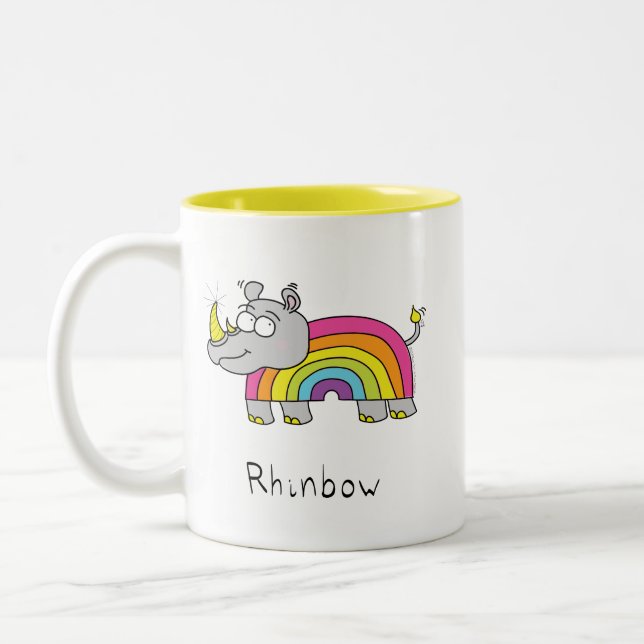 Rhinbow Rhino Rainbow Coffee Mug Yellow (Left)