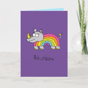 Rhinbow Rhino Rainbow Greeting Card Purple