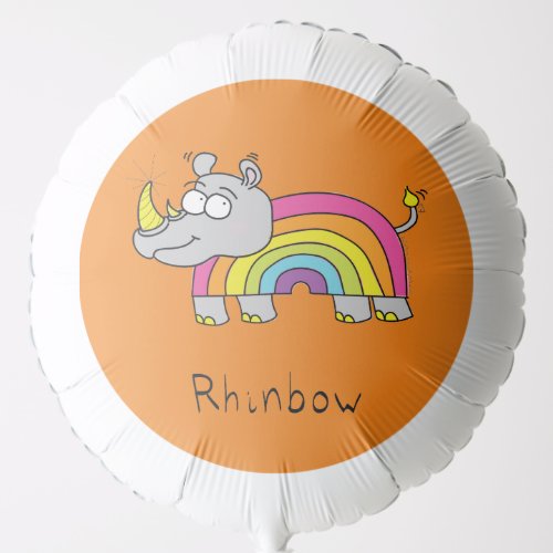 Rhinbow Rhino Rainbow Mylar Balloon Orange