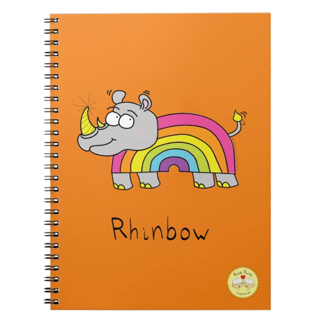 Rhinbow Rhino Rainbow Notebook Orange (Front)