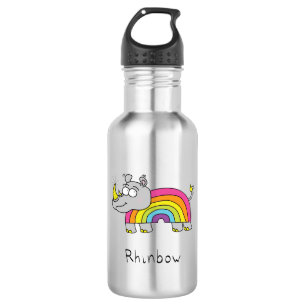 Rhinbow Rhino Rainbow Water Bottle Silver