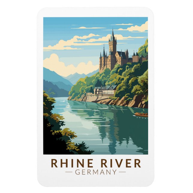 Rhine River Germany Section Travel Art Vintage Magnet (Vertical)