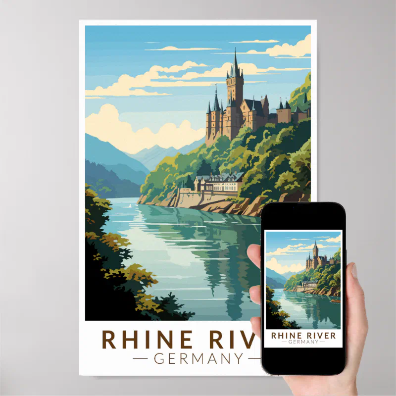 Rhine River Germany Section Travel Art Vintage Poster (Downloadable)