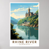 Rhine River Germany Section Travel Art Vintage
