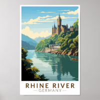 Rhine River Germany Section Travel Art Vintage