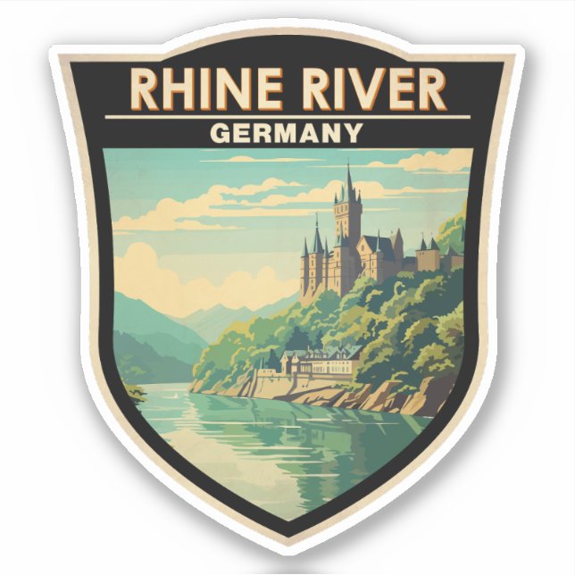 Rhine River Germany Section Travel Art Vintage Sticker (Front)