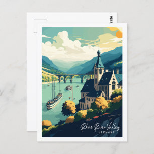 Rhine River Valley Germany vintage travel place Postcard
