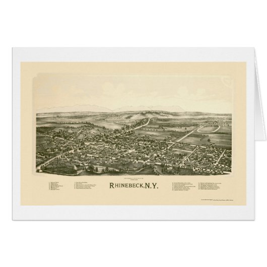 Rhinebeck, NY Panoramic Map - 1890 Cards (Front Horizontal)