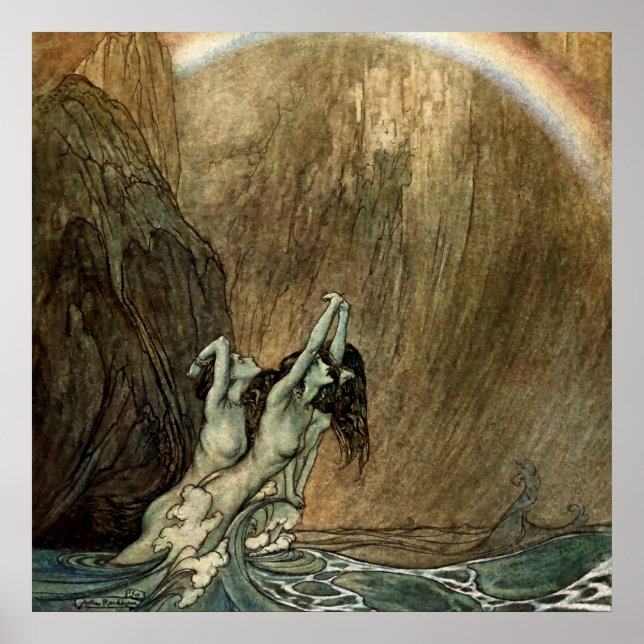 Rhinemaiden from Wagner’s “Ring” by Arthur Rackham Poster (Front)