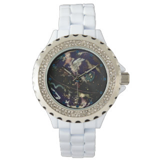 Rhinestone Accent Celestial Globe Watch