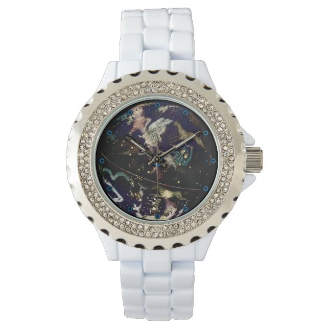 Rhinestone Accent Celestial Globe Watch (Front)