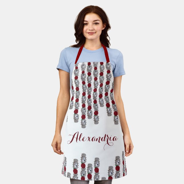 Rhinestone and Roses Glitter Drips  Apron (Worn)