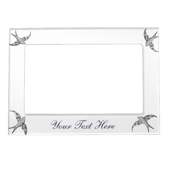 Rhinestone Birds Classic Personalized Magnet Frame (Front)