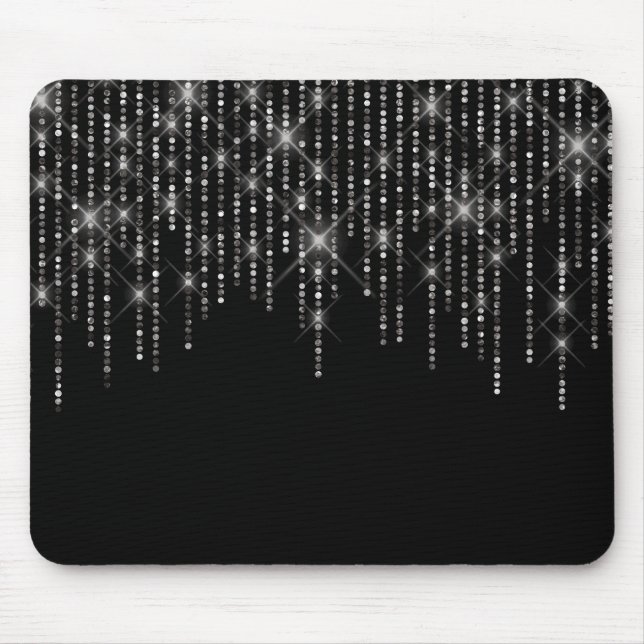 Rhinestone Bling on Black Mouse Pad (Front)