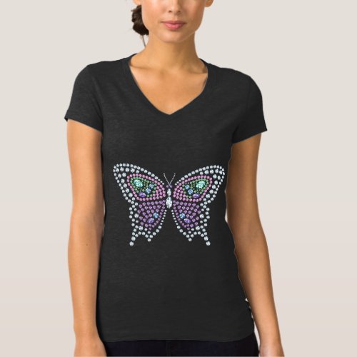 Rhinestone Butterfly Diamond Womens Top