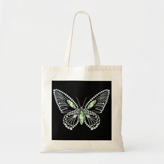 Rhinestone Butterfly Tote Bag Diamonds Design (Front)