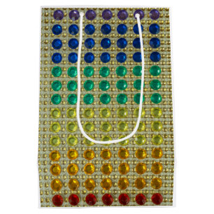 Rhinestone colors on faux gems in sparkle rows medium gift bag