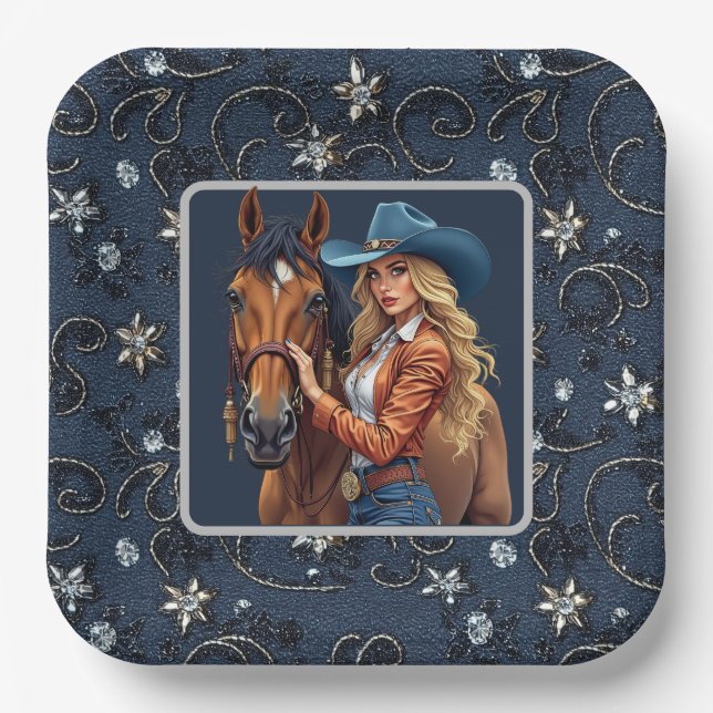 Rhinestone Cowgirl  Paper Plates (Front)