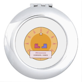 Rhinestone Cowgirl Vibes | Retro Western Sunburst Compact Mirror