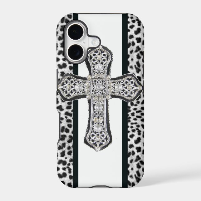 Rhinestone crusted Cross Iphone Case (Back)