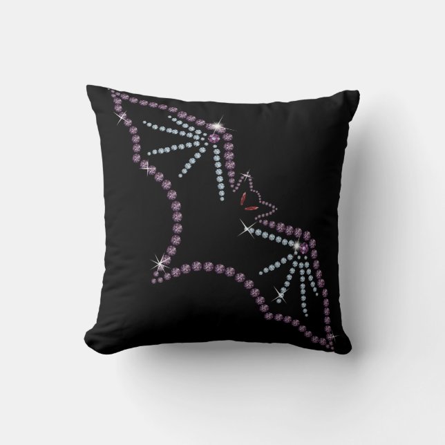 Rhinestone Crystal Jewel Bat Pillow Design (Front)