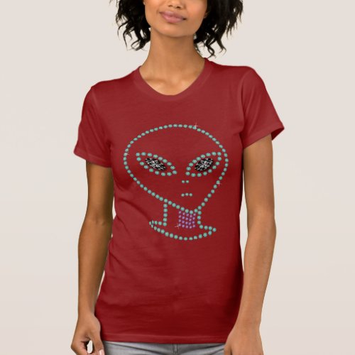 Rhinestone Design Alien T_Shirt