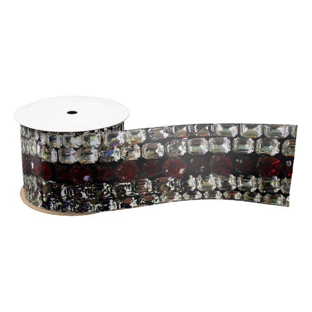 Rhinestone, diamonds, jewelry, gemstone, rubies satin ribbon (Spool)