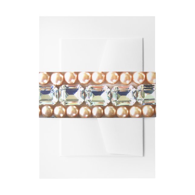 Rhinestone diamonds jewelry pearls gemstones invitation belly band (Front Example)