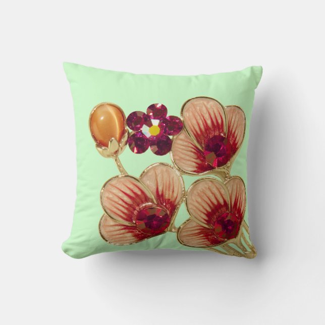 Rhinestone Flower Throw Pillow (Front)