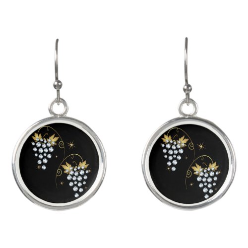 Rhinestone Grapes Design Earrings