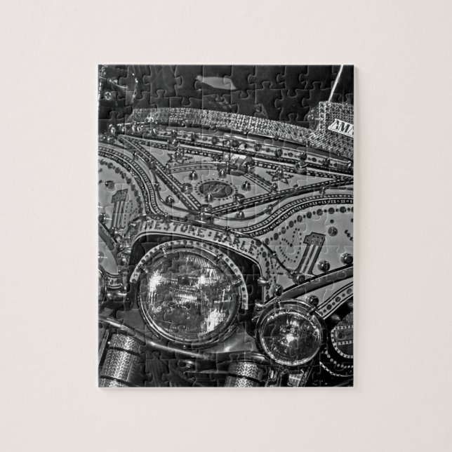 Rhinestone Harley in bw Jigsaw Puzzle (Vertical)