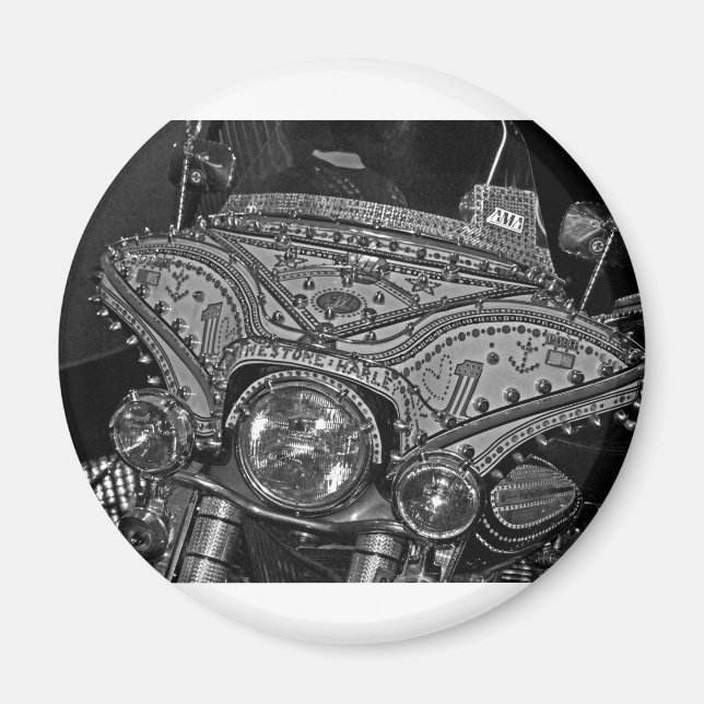 Rhinestone Harley in bw Magnet (Front)