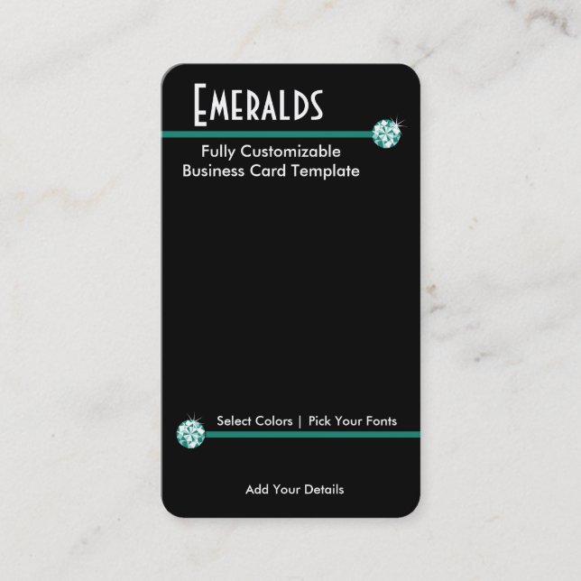 Rhinestone Jewelry - Rhinestone Emerald Logo Business Card (Front)