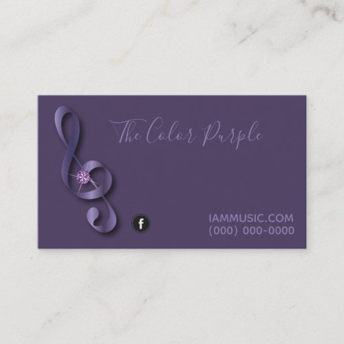 Rhinestone Music Note Purple Logo Business Card