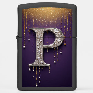 💎 Rhinestone P Letter Diamonds Monogram Gift 💎 Zippo Lighter