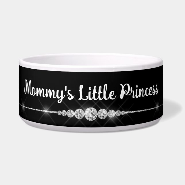 Rhinestone Princess Girl Dog Bowl (Front)