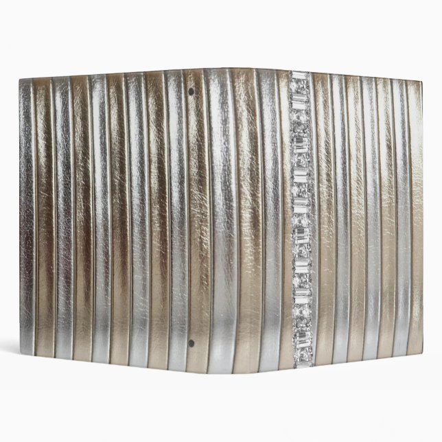 Rhinestone Silver Gold Faux Leather Notebook Album Binder (Background)