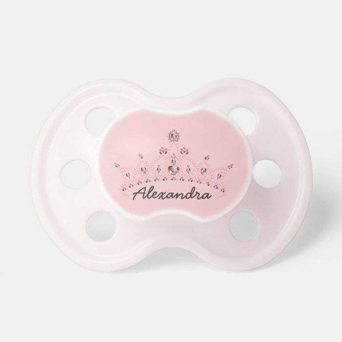 Rhinestone Tiara Graphic Baby Pacifier (baby pink)