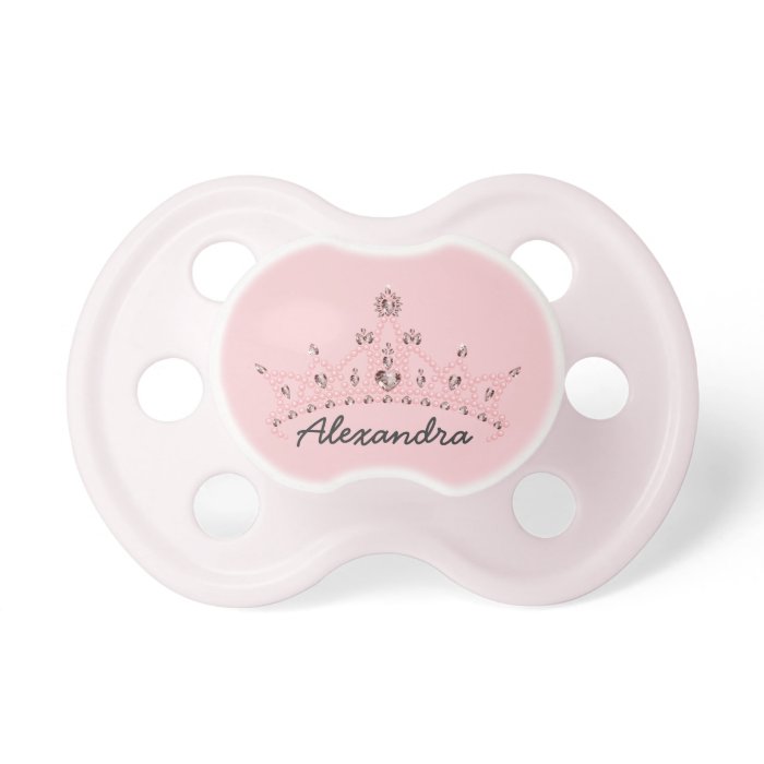 Rhinestone Tiara Graphic Baby Pacifier (baby pink)