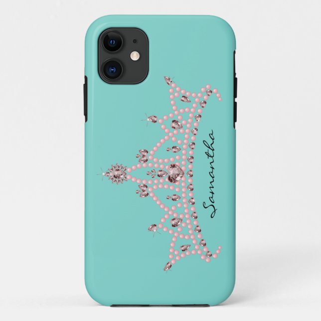 Rhinestone Tiara iPhone 5 Case-Mate Case (aqua) (Back)