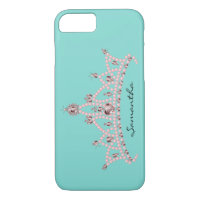 Rhinestone Tiara iPhone 7 Case (aqua)