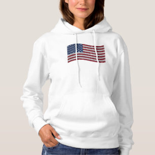 Rhinestone US Flag Illustration – Patriotic Hoodie