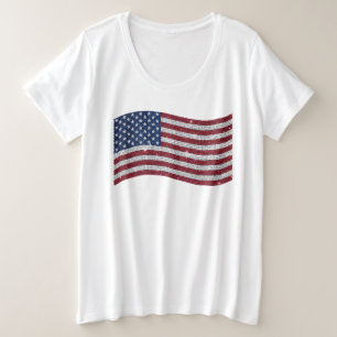 Rhinestone US Flag Illustration – Patriotic Plus Size T-Shirt