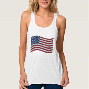 Rhinestone US Flag Illustration – Patriotic Tank Top