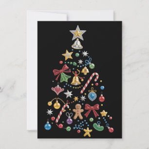 Rhinestone Whimiscal Bling Christmas Tree Holiday Card