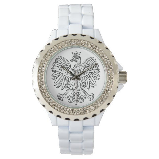 Rhinestone White Enamel Watch (Front)