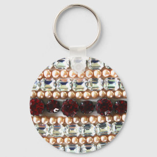Rhinestones and pearls - vintage jewelry keychain