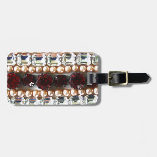 Rhinestones and pearls - vintage jewelry luggage tag